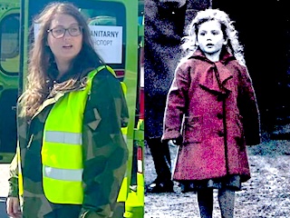 girl in a red coat